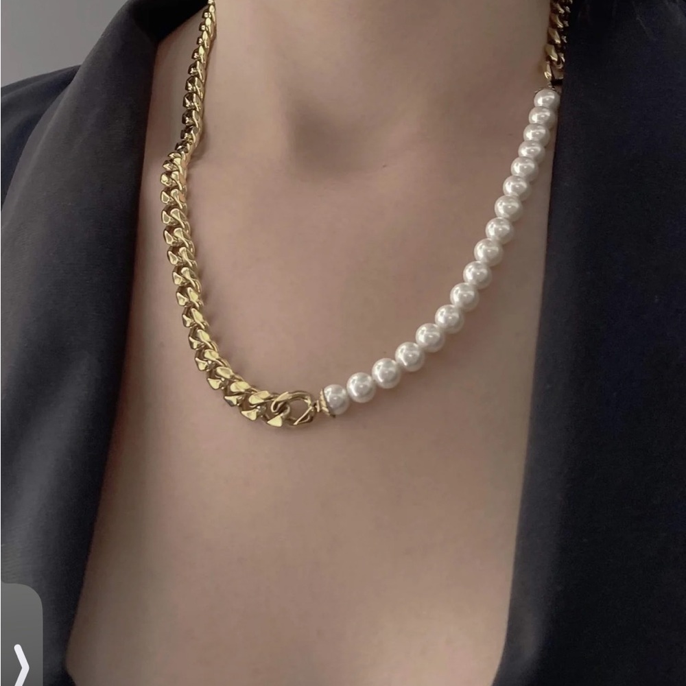 Rare-Romance Pearl Cuban Chain/Choker - Picture 3 of 9
